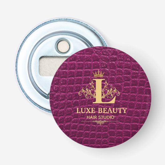 Luxury Crocodile Leather Monogram Gold Initial Flaschenöffner (Vorderseite)