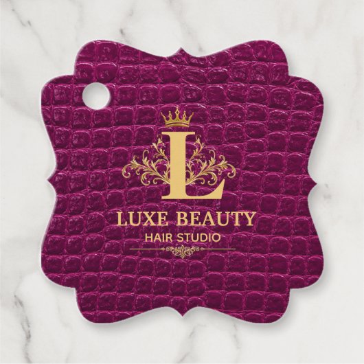 Luxury Crocodile Leather Monogram Gold Initial  Geschenkanhänger (Vorderseite)
