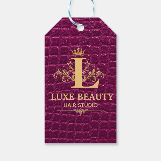 Luxury Crocodile Leather Monogram Gold Initial Geschenkanhänger (Vorderseite)