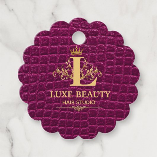 Luxury Crocodile Leather Monogram Gold Initial  Geschenkanhänger (Vorderseite)