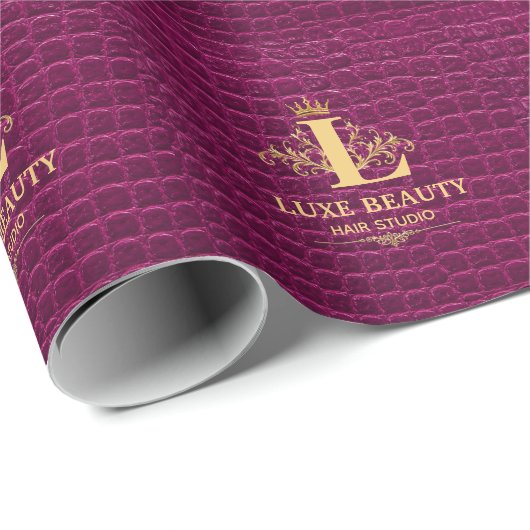 Luxury Crocodile Leather Monogram Gold Initial Geschenkpapier (Rolleneckpunkt)