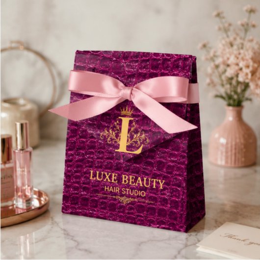 Luxury Crocodile Leather Monogram Gold Initial Geschenkschachtel