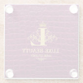 Luxury Crocodile Leather Monogram Gold Initial Glasuntersetzer (Rückseite)