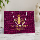 Luxury Crocodile Leather Monogram Gold Initial Große Geschenktüte