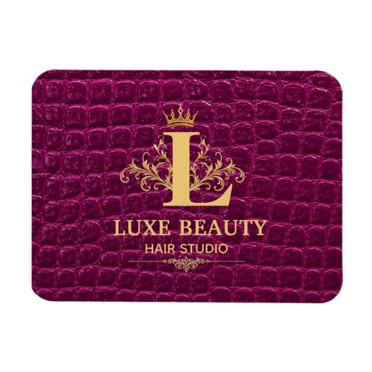 Luxury Crocodile Leather Monogram Gold Initial Magnet (Horizontal)