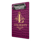 Luxury Crocodile Leather Monogram Gold Initial Mini Klemmbrett (Gewinkelt2)