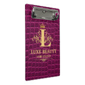 Luxury Crocodile Leather Monogram Gold Initial Mini Klemmbrett (Schrägansicht)