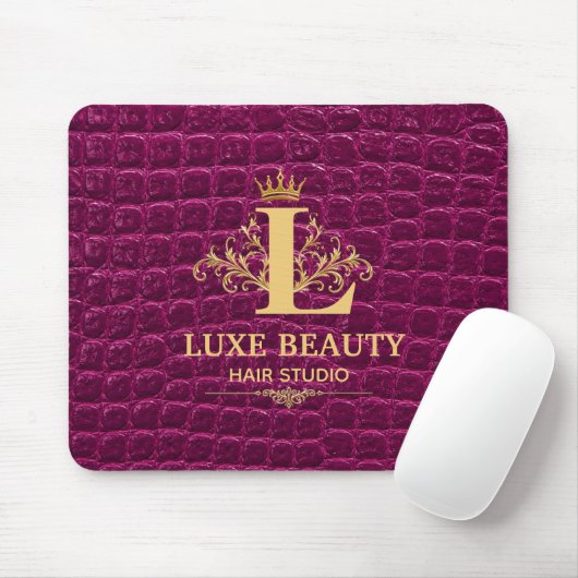 Luxury Crocodile Leather Monogram Gold Initial Mousepad (Mit Mouse)