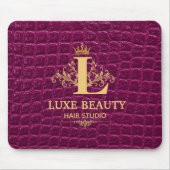 Luxury Crocodile Leather Monogram Gold Initial Mousepad (Vorne)