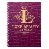 Luxury Crocodile Leather Monogram Gold Initial Notizblock (Vorderseite)