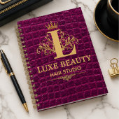 Luxury Crocodile Leather Monogram Gold Initial Notizblock