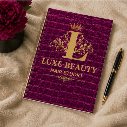 Luxury Crocodile Leather Monogram Gold Initial Notizblock