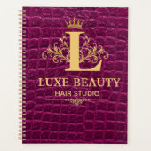 Luxury Crocodile Leather Monogram Gold Initial Planer (Vorderseite)