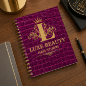 Luxury Crocodile Leather Monogram Gold Initial Planer