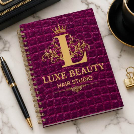 Luxury Crocodile Leather Monogram Gold Initial Planer