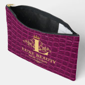 Luxury Crocodile Leather Monogram Gold Initial  Zubehörtasche (Offen)