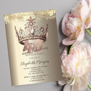 Luxury Crown Gold Confetti 40. Geburtstag Einladung