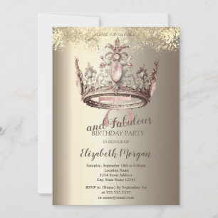 Luxury Crown Gold Confetti 75. Geburtstag Einladung