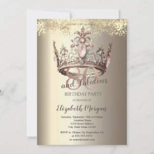 Luxury Crown Gold Confetti 80. Geburtstag Einladung