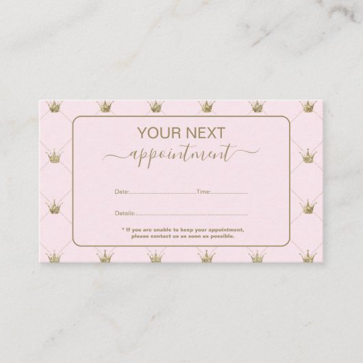 Luxury Crown Pattern Pink Terminkarte (Vorderseite)