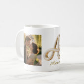 Luxury Cursive Gold White Initial A + 2 PHOTO Kaffeetasse (Vorderseite Links)