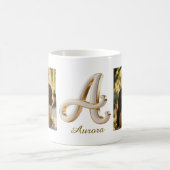 Luxury Cursive Gold White Initial A + 2 PHOTO Kaffeetasse (Mittel)