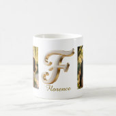 Luxury Cursive Gold White Initial F + 2 PHOTO Kaffeetasse (Mittel)