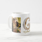 Luxury Cursive Gold White Initial G + 2 PHOTO Kaffeetasse (Vorderseite Links)