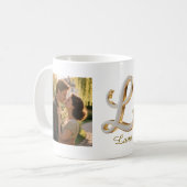 Luxury Cursive Gold White Initial L + 2 PHOTO Kaffeetasse (Vorderseite Links)