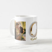 Luxury Cursive Gold White Initial O + 2 PHOTO Kaffeetasse (Vorderseite Links)