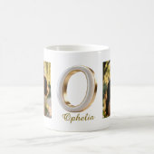 Luxury Cursive Gold White Initial O + 2 PHOTO Kaffeetasse (Mittel)