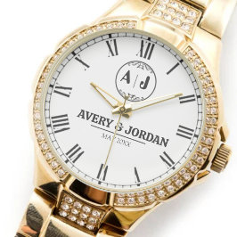 Luxury Custom Couples Monogram Wedding Anniversar Armbanduhr