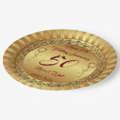 Luxury Customize Happy Gold 50 Jahre Jubiläum Pappteller (Schrägansicht)