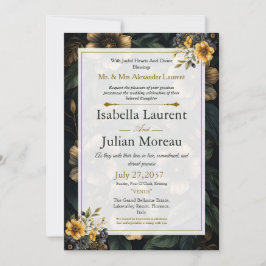 Luxury Dark Floral Elegant Wedding Invitation Einladung