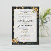 Luxury Dark Floral Elegant Wedding Invitation Einladung (Stehend Vorderseite)