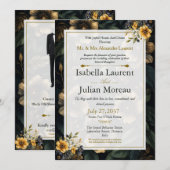 Luxury Dark Floral Elegant Wedding Invitation Einladung (Vorne/Hinten)
