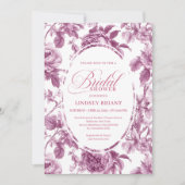 Luxury Dark Fuchsia Roses Bridal Shower Invitation Einladung (Vorderseite)