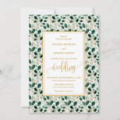 Luxury Dark Green Gold Eucalyptus Wedding Einladung (Vorderseite)