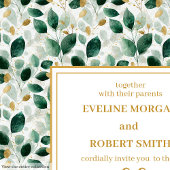Luxury Dark Green Gold Eucalyptus Wedding Einladung