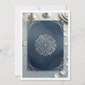 Luxury Dark Navy & Silver Wedding Invitation Suite Einladung (Rückseite)