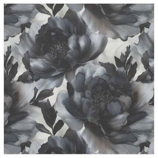 Luxury Dark Peonies Fabric Stoff (Nahaufnahme)