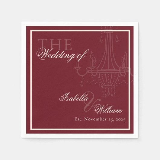Luxury dark Red Old Money Wedding chandelier Serviette (Vorderseite)