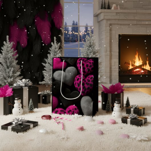 Luxury Dark Romantic Heart Gift Bag Mittlere Geschenktüte