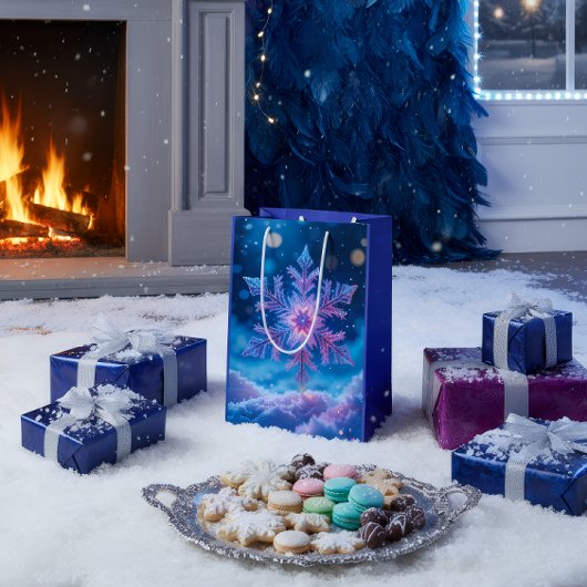 Luxury Dark Snowflake Gift Bag Mittlere Geschenktüte