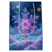 Luxury Dark Snowflake Gift Bag Mittlere Geschenktüte (Rückseite)