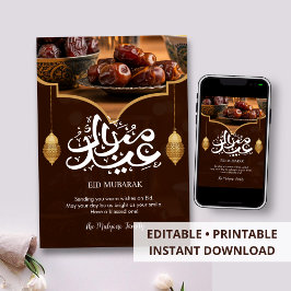 Luxury Dates and Golden Lanterns Eid Mubarak Feiertagskarte