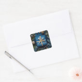 Luxury Deep Blue und Gold Weihnachtsgeschenk Quadratischer Aufkleber (Umschlag)