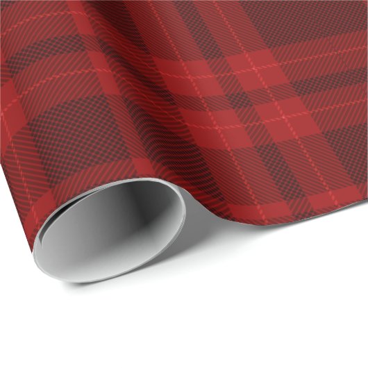 Luxury Deep Burgundy Red Monochrome Tartan Plaid Geschenkpapier (Rolleneckpunkt)