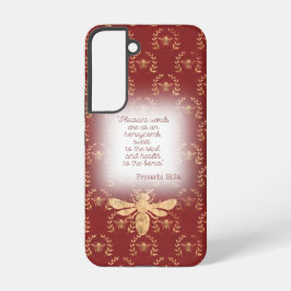 Luxury Deep Red Gold Bee Wreath Grid Faith  Samsung Galaxy Hülle