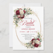 Luxury Deep Red Rose Gold Bridal Shower Invitation Einladung (Vorderseite)